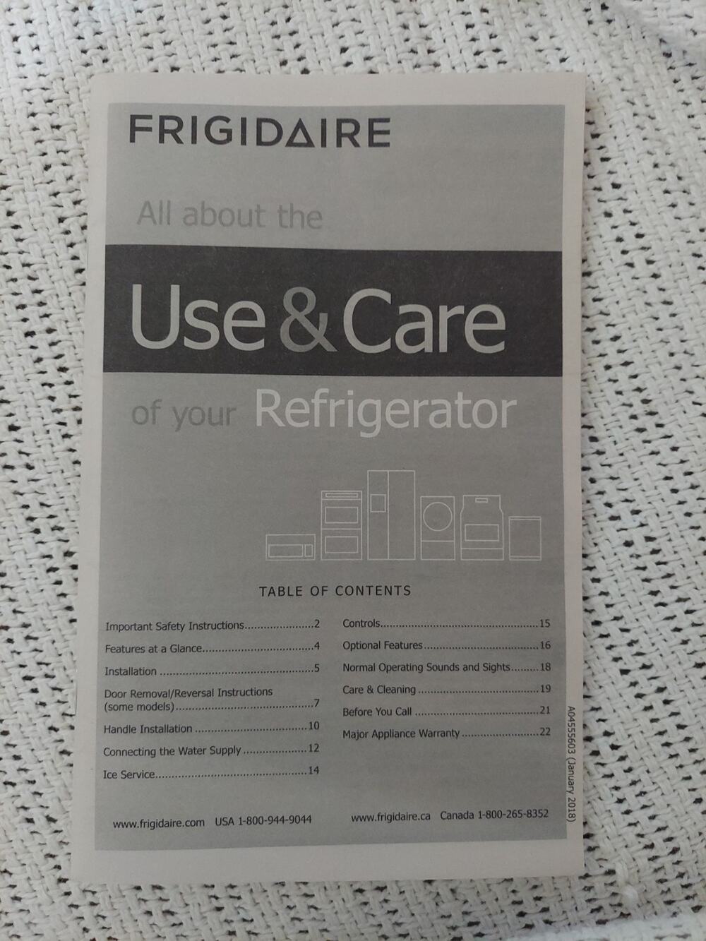 Frigidaire Refrigerator Manual Use & Care